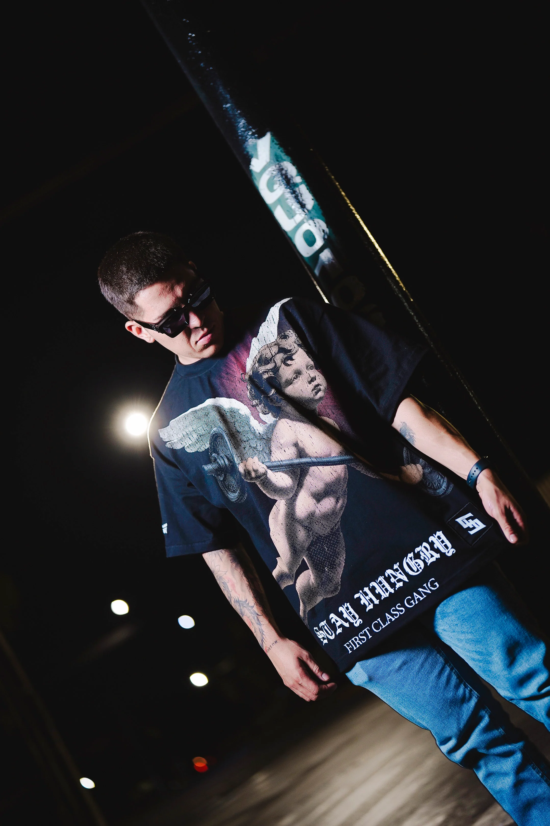 BARBELL CUPID - Premium Oversize Tee (HEAVYWEIGHT - Black) - Image 3