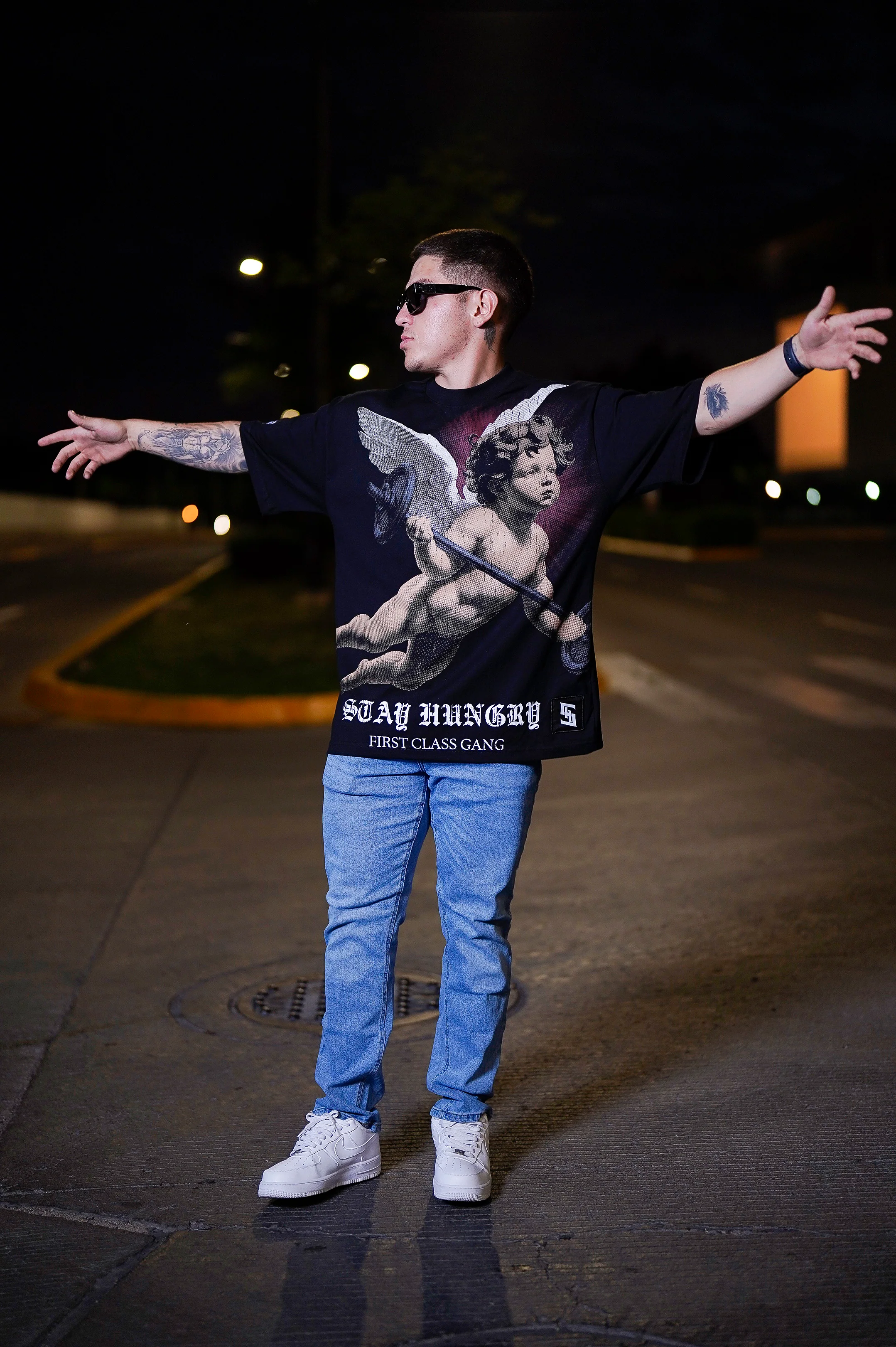 BARBELL CUPID - Premium Oversize Tee (HEAVYWEIGHT - Black) - Image 5