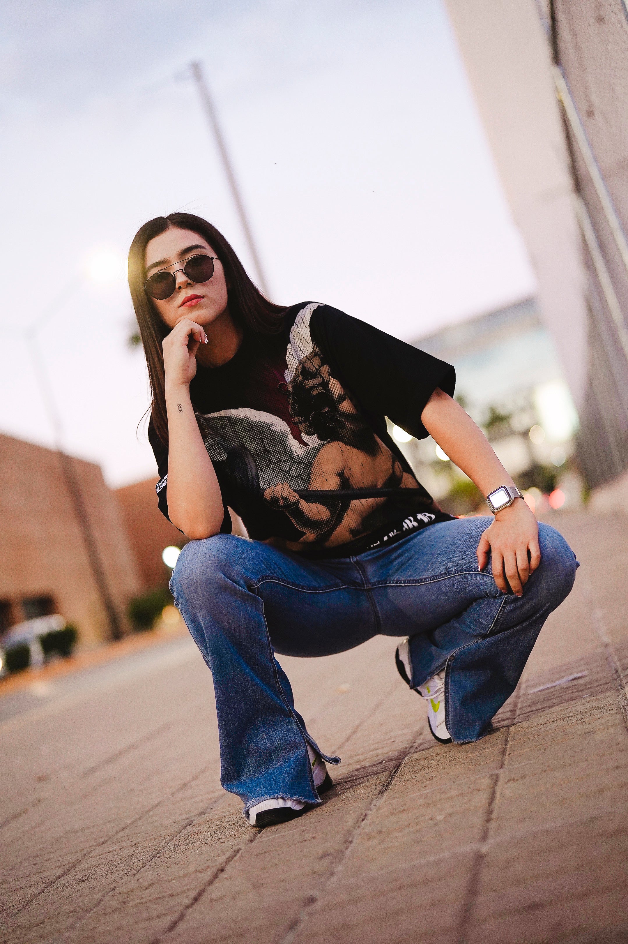 BARBELL CUPID - Premium Oversize Tee (HEAVYWEIGHT - Black) - Image 7